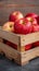 Farm freshness Wooden box with apple and open creative possibilities