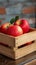 Farm freshness Wooden box with apple and open creative possibilities