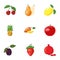 Farm fruits icons set, cartoon style