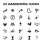 Farm, gardening 25 black simple icons set for web