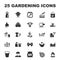 Farm, gardening 25 black simple icons set for web