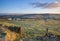 Farm gate and fields in yorkshire in winter