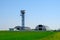 Farm hangars and tower. Large storage for agricultural crops. Agribusiness concept