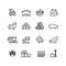 Farm harvest linear vector icons. Agronomy and farming pictograms. Agricultural symbols