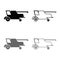 Farm harvester for work on field Combine icon set grey black color illustration outline flat style simple image