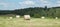 Farm hay bales country field meadow landscape agriculture panorama rural pasture