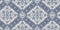 Farm house blue damask seamless border. Tonal french intricate cottage style trim. Simple rustic fabric textile for