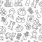 Farm icon pattern. Agriculture tractor. Farmer transport and cow. Farmland fields. Wheat plant. Vegetable harvest. Grain