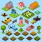 Farm isometric icons set