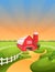Farm landscape vector illustration