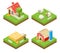 Farm Life isometric 3d Icon Real Estate Symbol