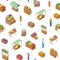 Farm Local Market Seamless Pattern Background 3d Isometric View. Vector