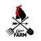 Farm logo with a rooster and farmer\'s tools