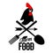 Farm logo with a rooster and farmer\'s tools