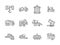 Farm machinery black line icons