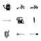 Farm machinery icon set, simple style