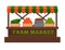 Farm market fruit or vegetable vendor booth stall vector flat design isolated icon