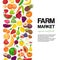 Farm market with fruit and vegetables banner vector illustration. Organic, fresh and natural food products. Banana