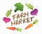 Farm market label design. Healthy vegan food sticker.