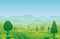 Farm and Mountain Landscape Background