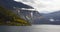 Farm on Norwegian fjord, autumn shore