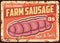 Farm organic sausage vector rusty metal plate