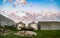 Farm Outbuildings Framed by the Morning Clouds