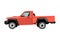 Farm pickup drawing. Off-road car in cartoon style. Isolated vehicle art for kids bedroom decor. Side view of red SUV