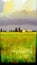 Farm on The Plains of Obscurity With Light Flowers on Canvas Oil Painting AI Generative