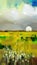 Farm on The Plains of Obscurity With Light Flowers on Canvas Oil Painting AI Generative