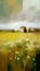 Farm on The Plains of Obscurity With Light Flowers on Canvas Oil Painting AI Generative