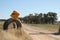 farm property cattle road crossing grid across a dry drought stricken dusty dirt road in rural New South Wales, Australia