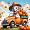 Farm pumpkin patch farmer dog pickup autumn market harvest