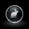Farm rabbit icon inside round silver and black emblem