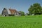 Farm scene with barn and outbuildings