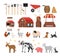 Farm set. Collection of domestic animal and farmer