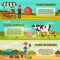 Farm set with farmers, products and animals. Cartoon vector illustration.