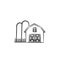 Farm shed hand drawn sketch icon.