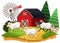 Farm sheep cartoon character on white background