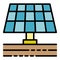 Farm solar panel icon color outline vector