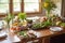 farm-to-table dinner party with friends, cooking and sharing fresh produce and herbs