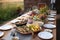 farm-to-table dinner party with friends, featuring locally grown ingredients and fresh seafood