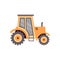 Farm tractor or agrimotor machine side view, flat vector illustration isolated.