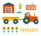 Farm Tractor and Building Vector Illustration