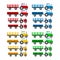 Farm tractor with open trailer icon set isolatet on white background.