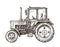 Farm tractor sketch. Hand-drawn vector illustration