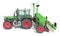 Farm Tractor with Trailed Disc Harrow 3D rendering on white background