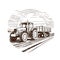 Farm Tractor with trailer vector illustration. Farm logo design