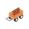 Farm trailer with wheat package harvest agriculture isometric icon