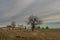 Farm and tree near Svaty Jan nad Malsi village in cloudy day in south Bohemia